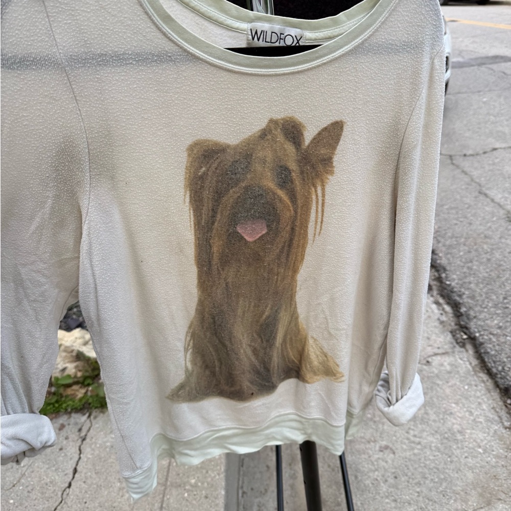Wildfox Light Green Dog Graphic top